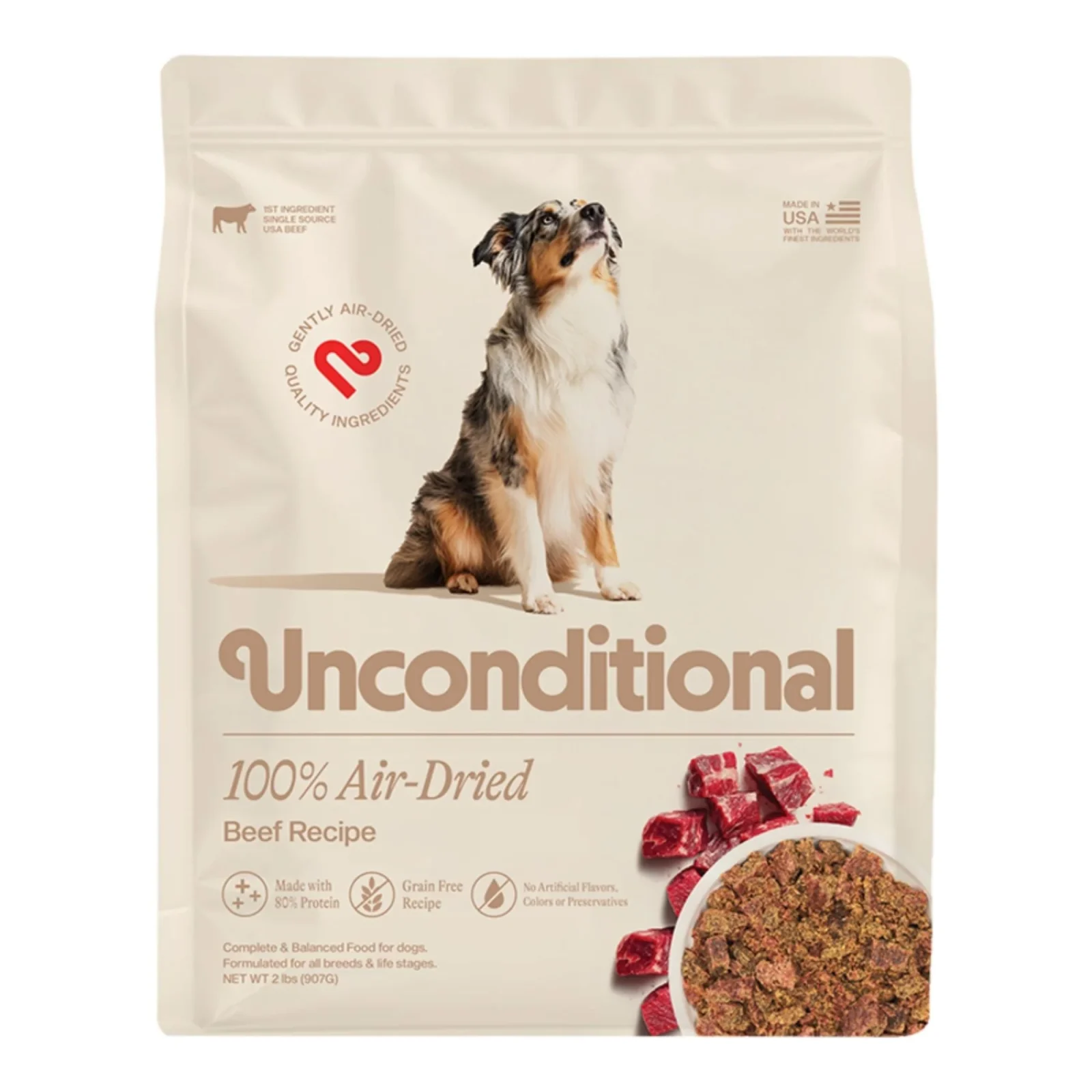 Unconditional Dog 100% Air - Dried Grain Free Beef 2lbs.