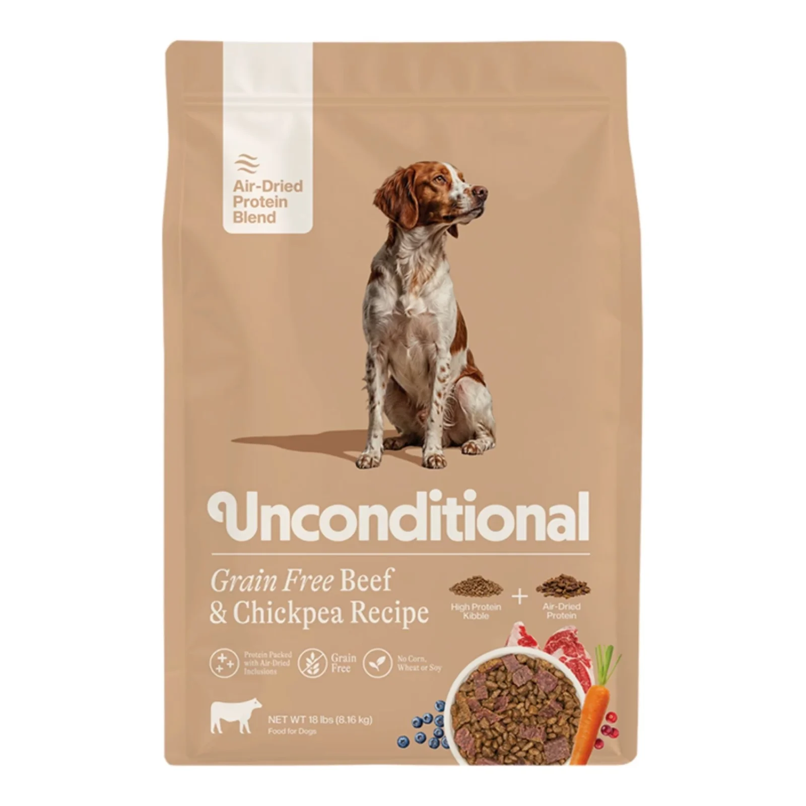 Unconditional Dog Air - Dried Grain Free Protein Blend Beef & Chickpea 18lbs.
