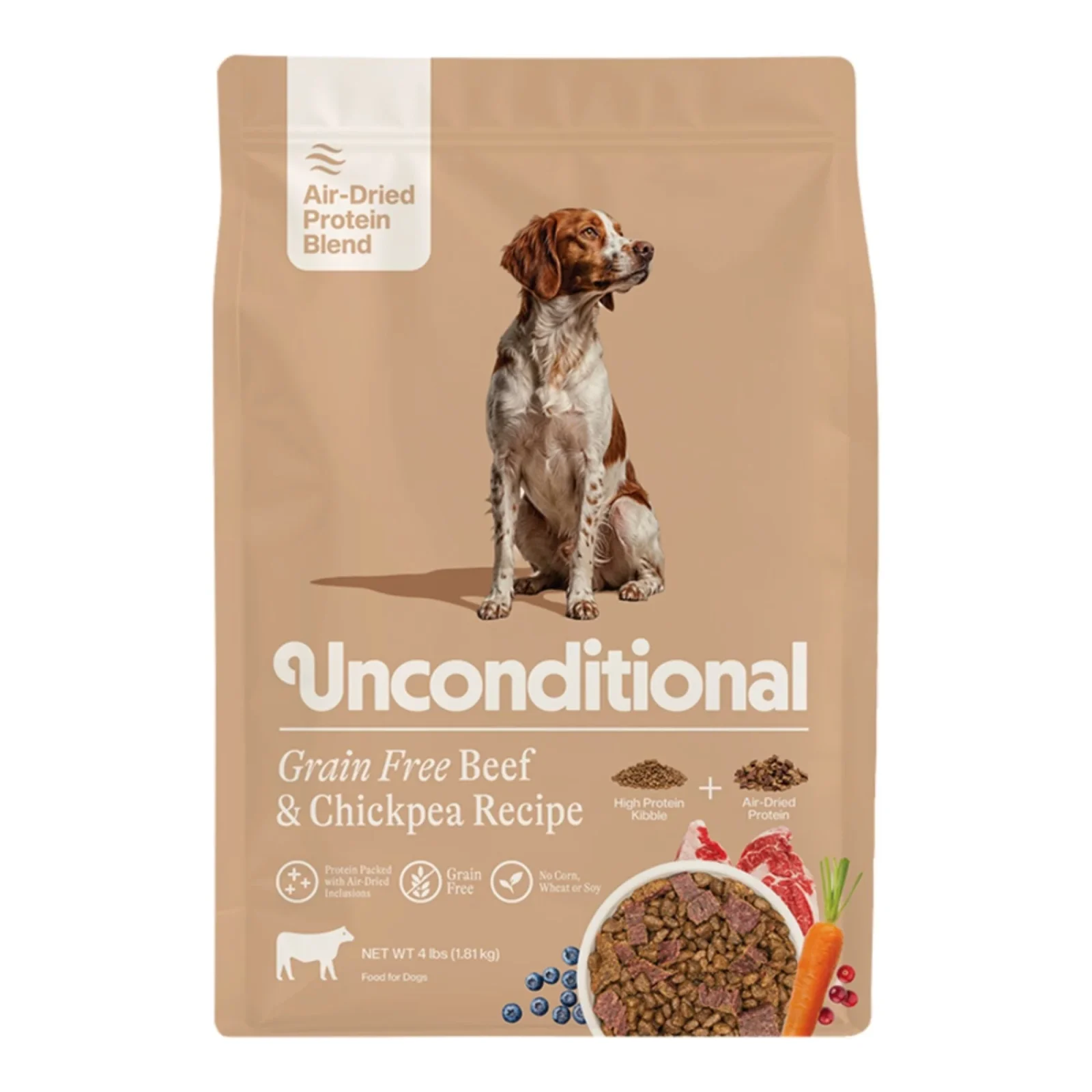 Unconditional Dog Air - Dried Grain Free Protein Blend Beef & Chickpea 4lbs.
