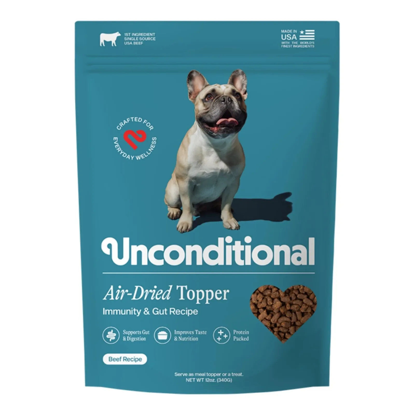 Unconditional Dog Air - Dried Topper Immunity & Gut Beef Recipe 12oz.