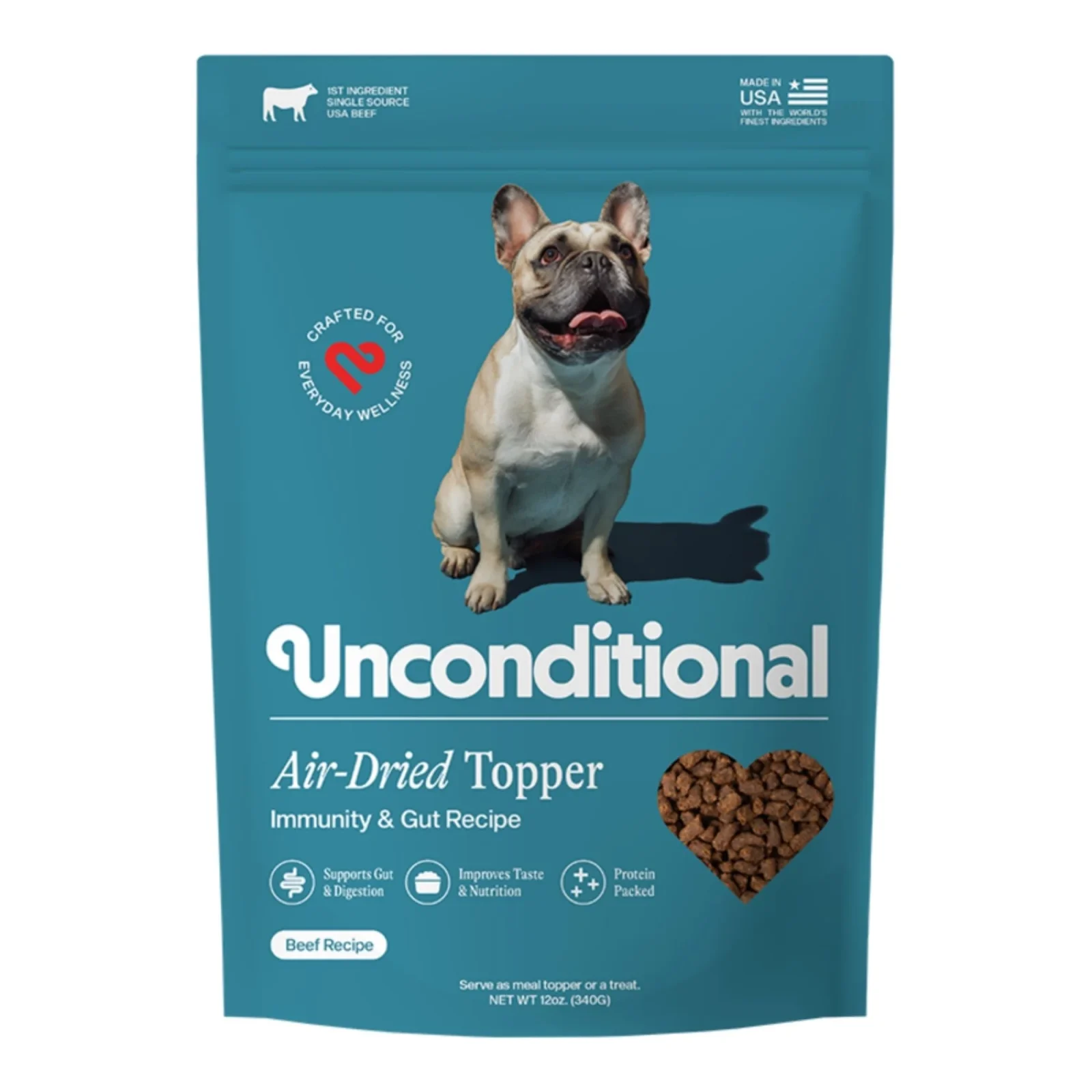 Unconditional Dog Air - Dried Topper Immunity & Gut Beef Recipe 12oz.