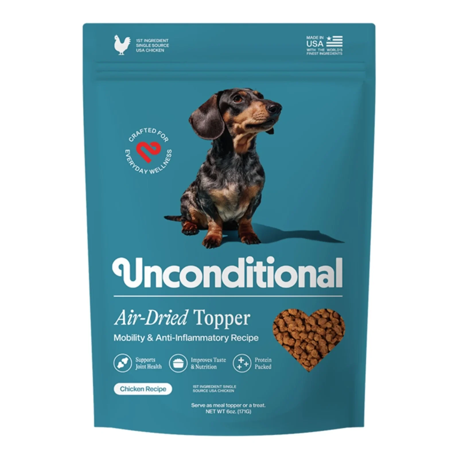 Unconditional Dog Air - Dried Topper Mobility & Anti - Inflammatory Chicken Recipe 6oz.