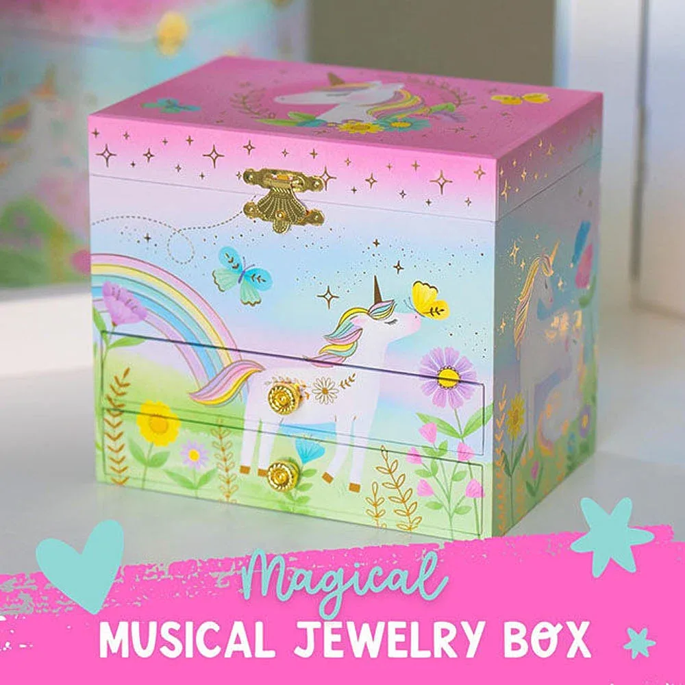 Us Toy Floral Unicorn Mical 2-Drawer Jewelry Box - Image 2