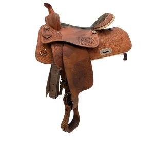 Used 14.5 Oak Leaf Tooled Barrel Saddle