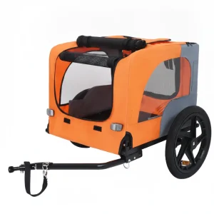 Utdoor Heavy Duty Collapsible Pet Bike Trailer With 16-Inch All Terrain Wheels & Universal Hitch Foldable Dog