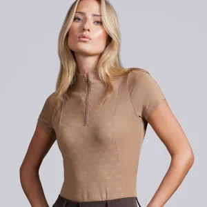 Valerius Womens Short Sleeve Top Latte