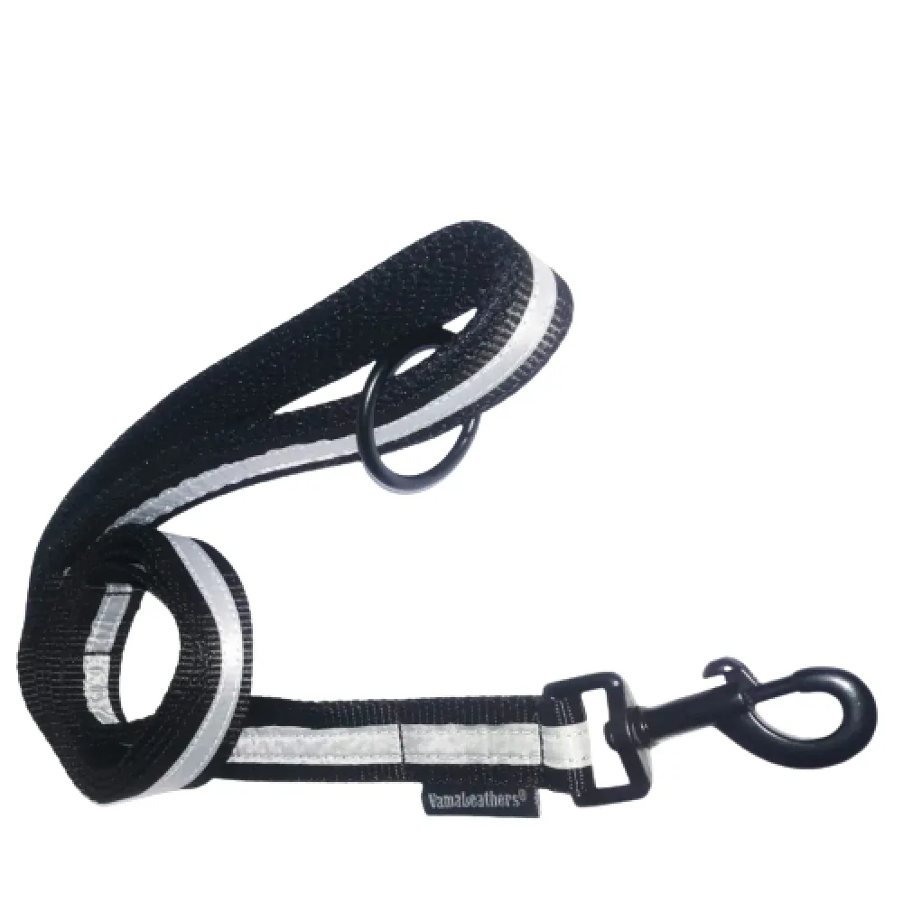 Vama Leathers Soft Durable Nylon Collar and Reflective Soft Handle All Leather Leash for Dogs Combo (Black) - Image 2
