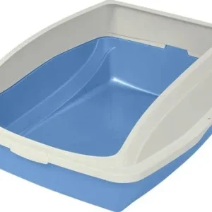 Van Ness Plastics Framed Cat Litter Pan White/Blue, Large (Case of 6)