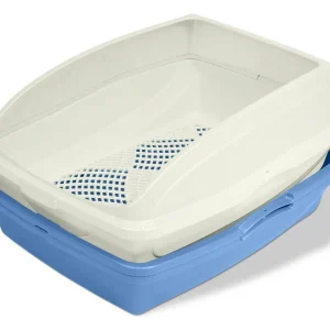 Van Ness Plastics Framed Sifting Cat Litter Pan White|Blue, One Size/1ea