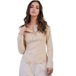 Very J Women's Cream Waffle Knit Top