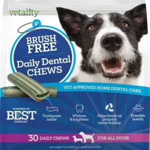 Vetality Brush Free Daily Dental Chews For Dogs