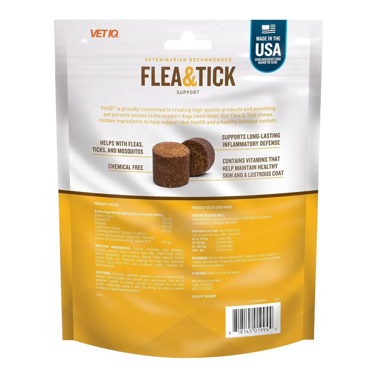 Vetiq Flea & Tick Soft Chew For Dogs Hickory Smoked 9.5oz. - 60count - Image 2