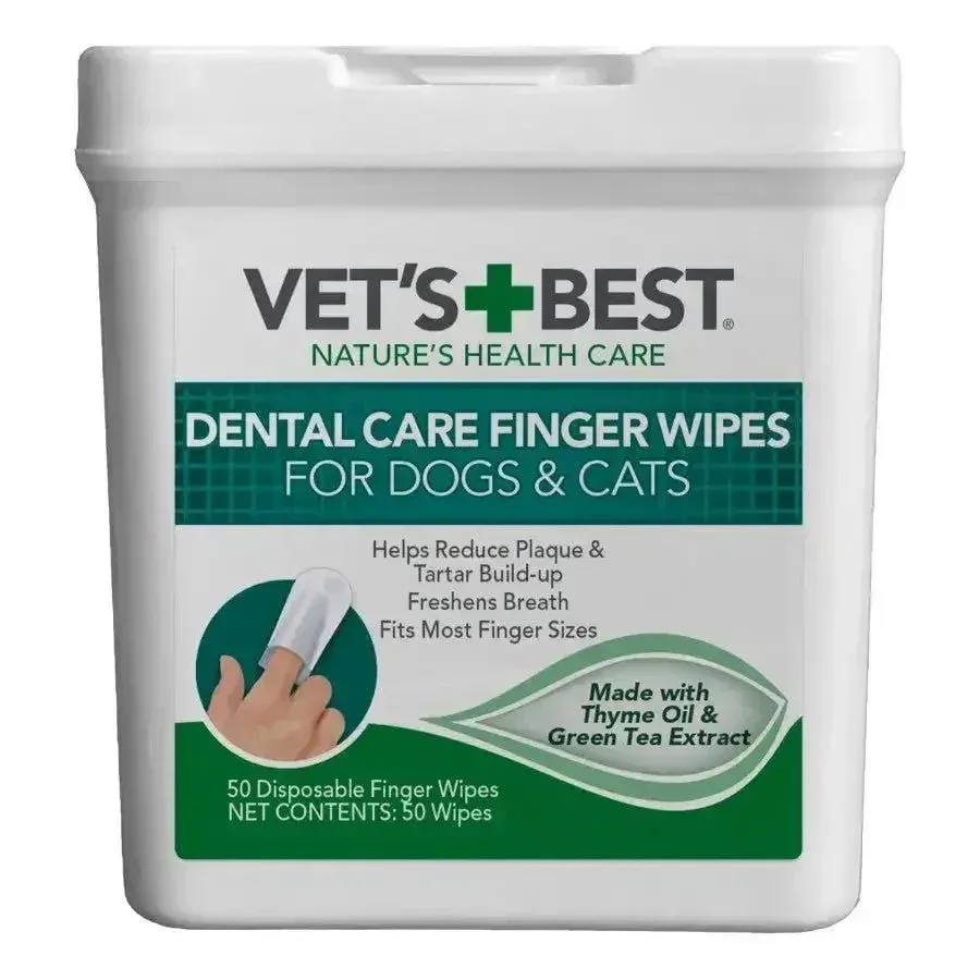 Vet's Best Dental Care Finger Wipes for Dogs and Cats 50 ct