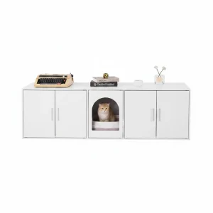 VEVOR Cat Litter Box Enclosure Wooden Litter Box Furniture Hidden White