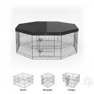 VEVOR Dog Playpen, 8 Panels Foldable Metal Dog Exercise Pen With Top Cover, 24inch H Pet Fence Puppy Crate