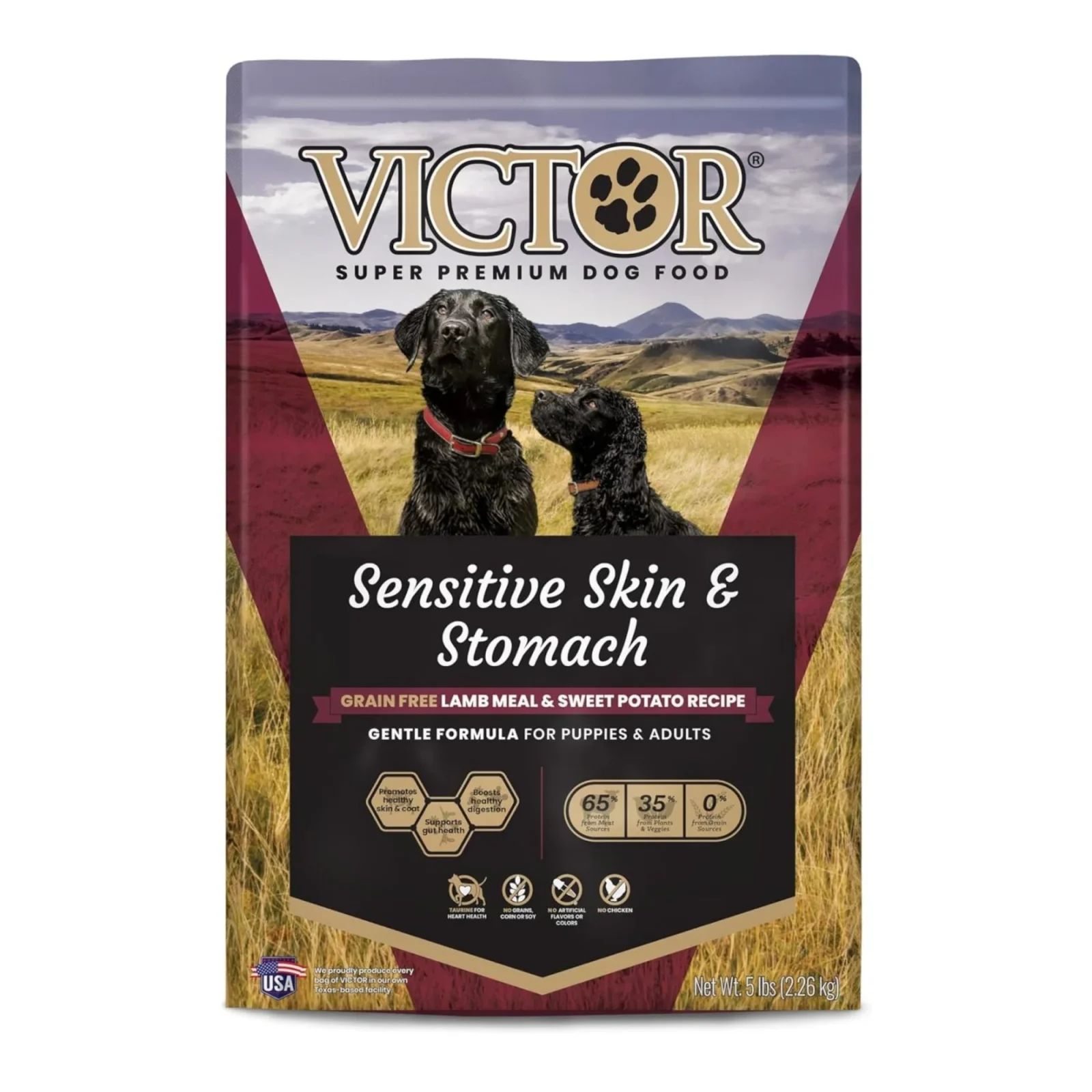 Victor Super Premium Dog Food, Sensitive Skin & Stomach Grain Free Lamb & Sweet Potato, 5 Lb