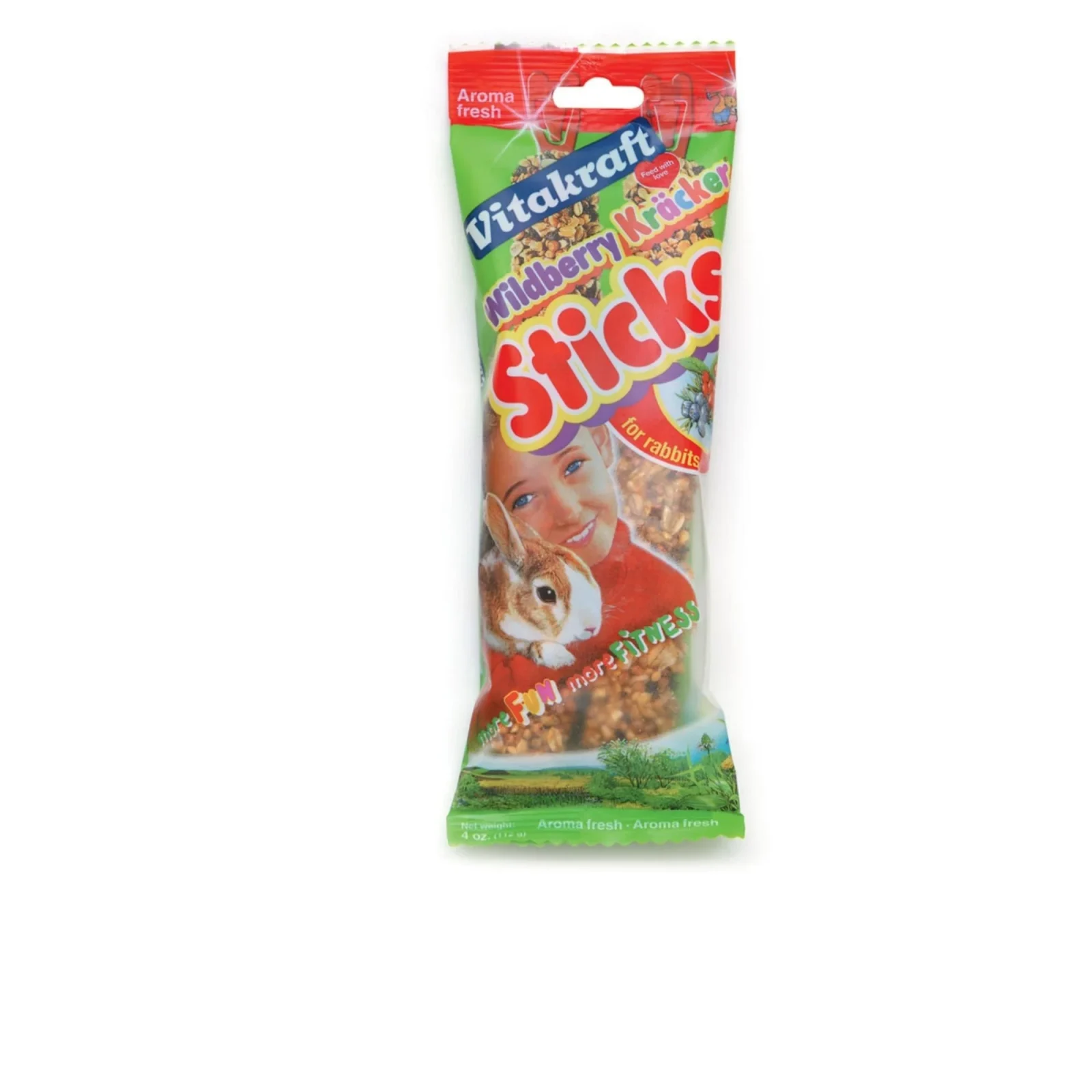 Vitakraft Crunch Sticks Rabbit Treats, Whole Grains & Wild Berries, 4 oz, 2-Count
