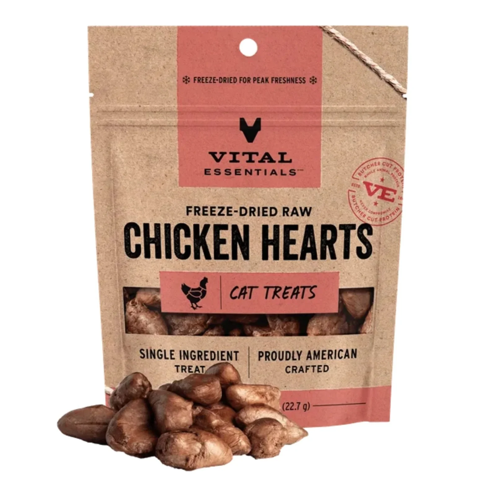 Vital Essentials Cat Freeze-Dried Cat Treat Chicken Hearts 0.8 oz