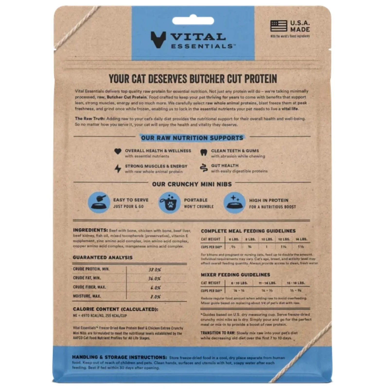 Vital Essentials Cat Freeze-Dried Mini Nibs Beef Chicken 8 oz - Image 2