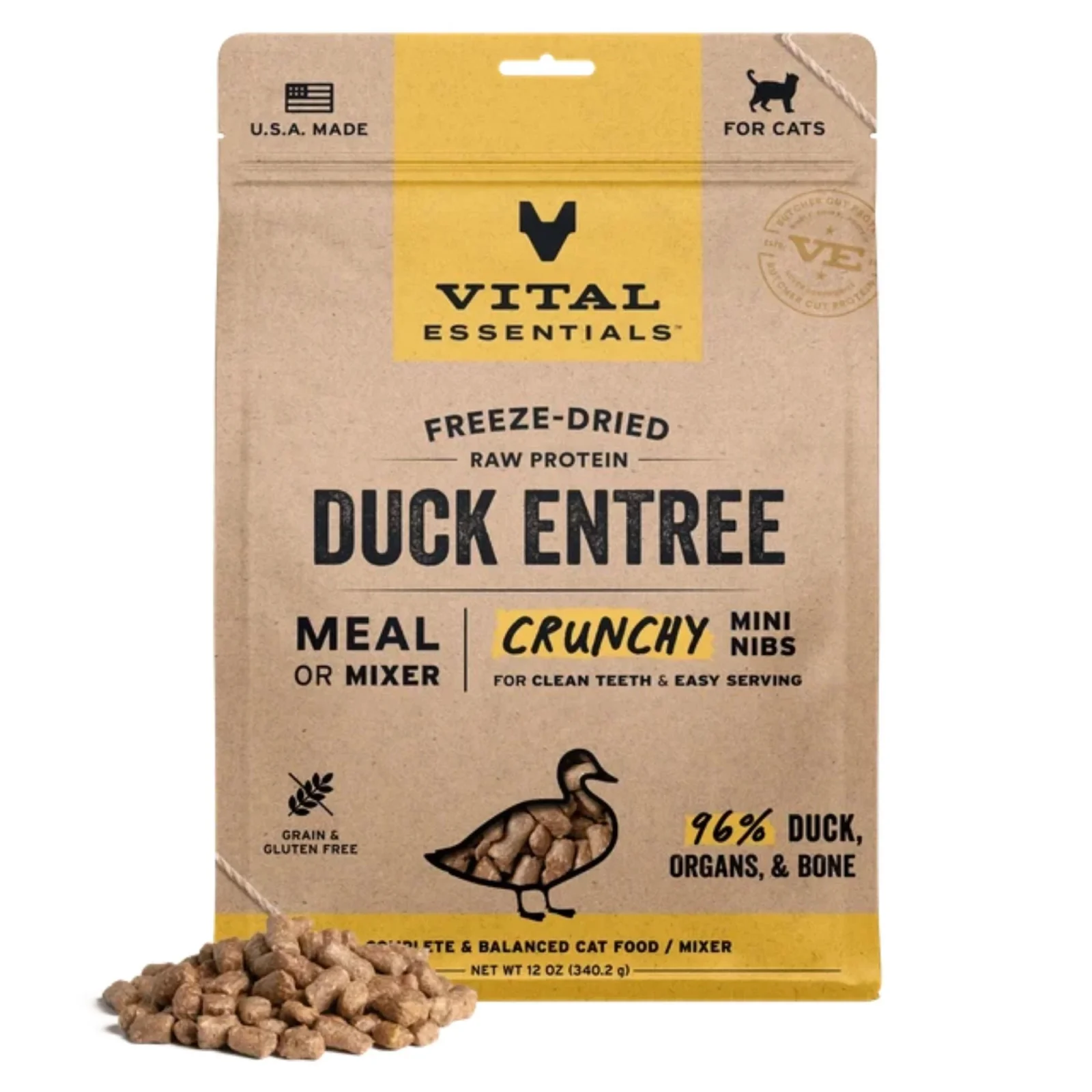 Vital Essentials Cat Freeze-Dried Mini Nibs Duck, 12 oz