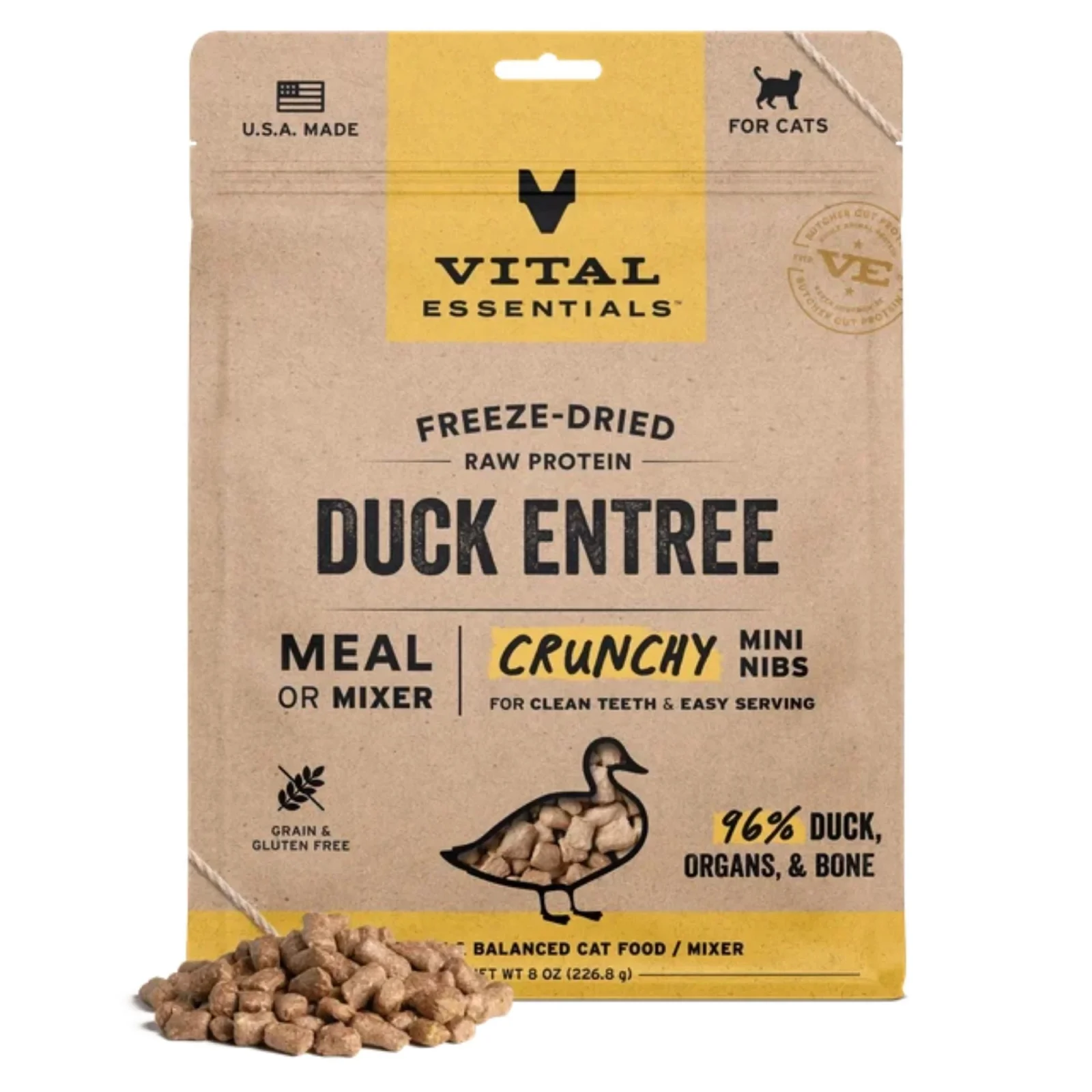 Vital Essentials Cat Freeze-Dried Mini Nibs Duck, 8 oz