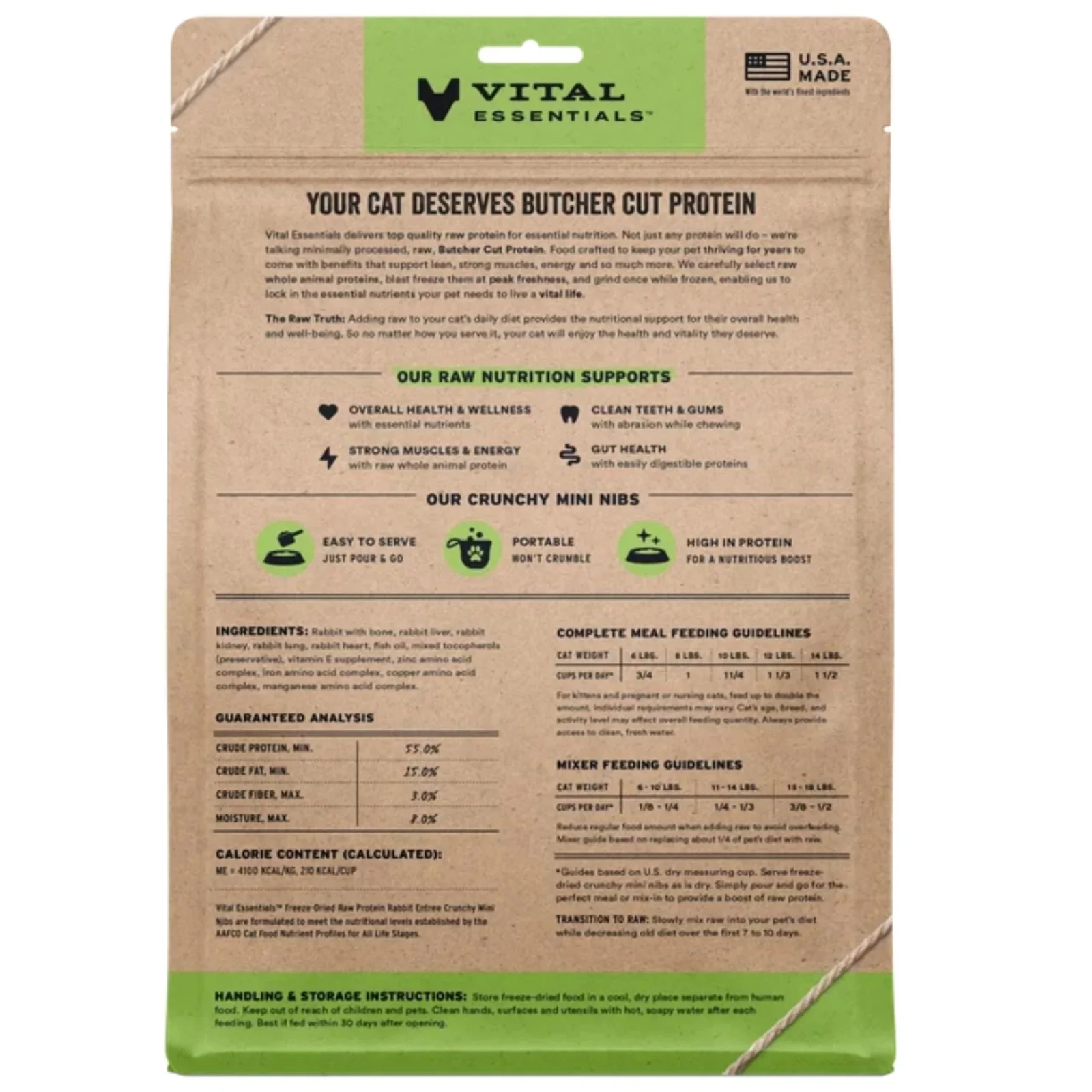Vital Essentials Cat Freeze-Dried Mini Nibs Rabbit, 12 oz - Image 2