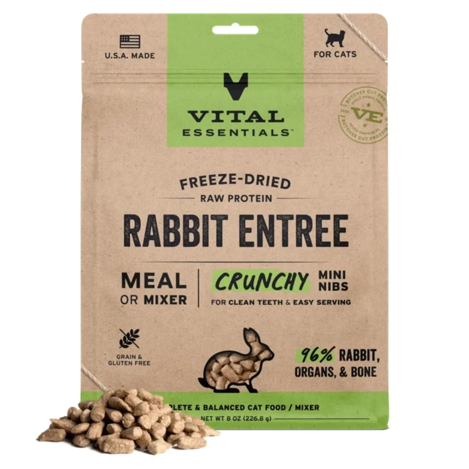 Vital Essentials Cat Freeze-Dried Mini Nibs Rabbit 8 oz