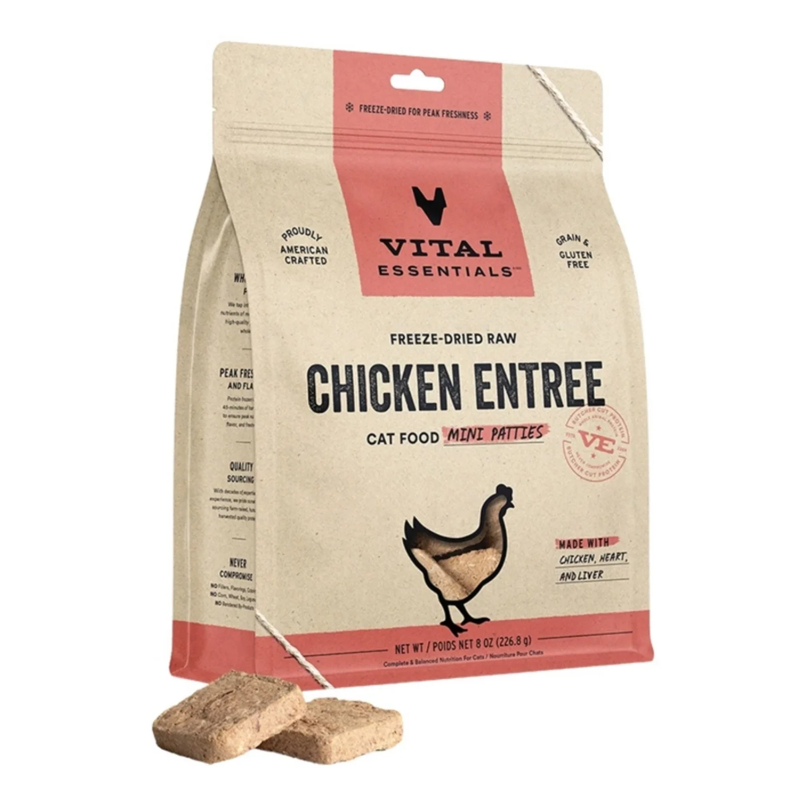 Vital Essentials Cat Freeze-Dried Mini Patties Chicken 8 oz