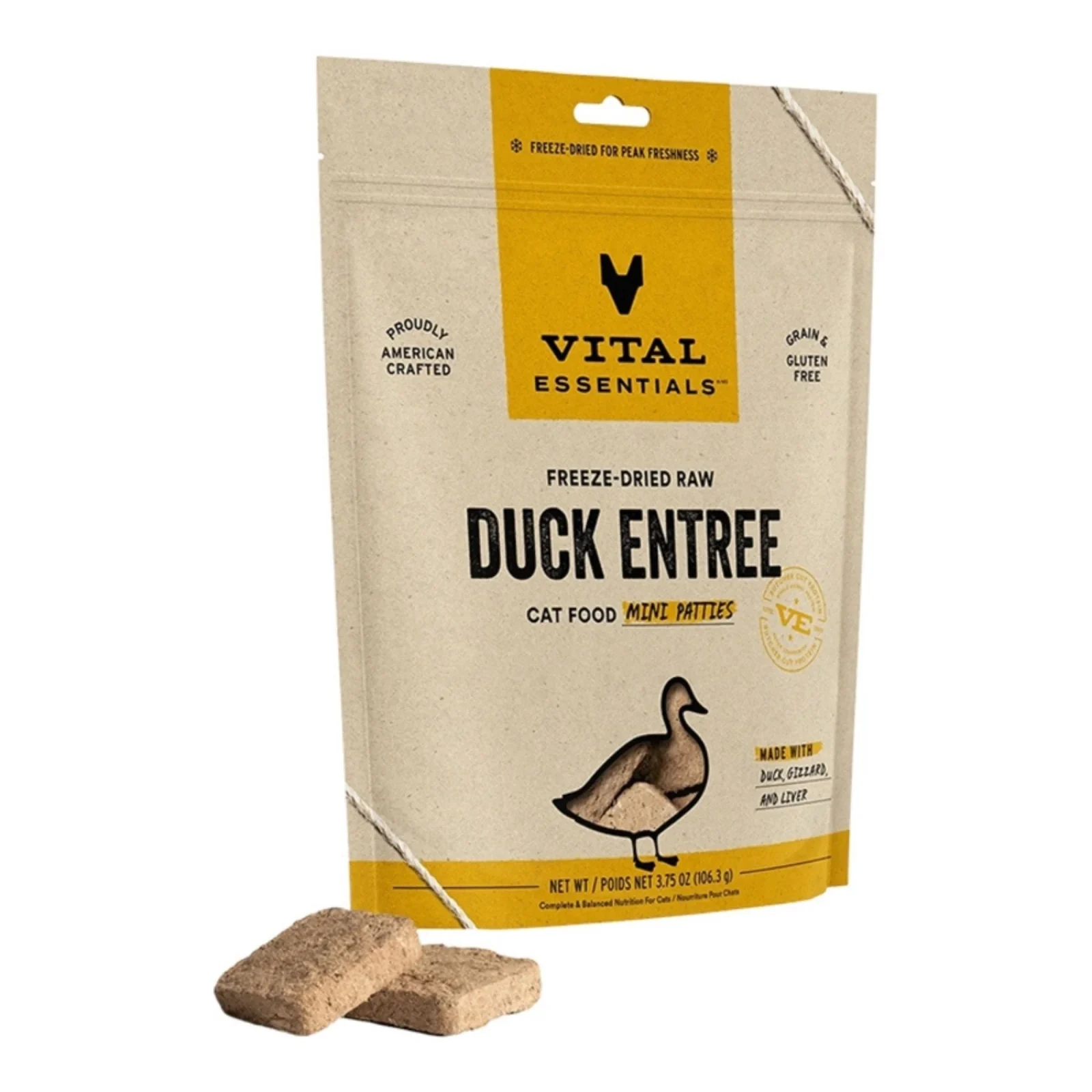 Vital Essentials Cat Freeze-Dried Mini Patties Duck, 3.75 oz