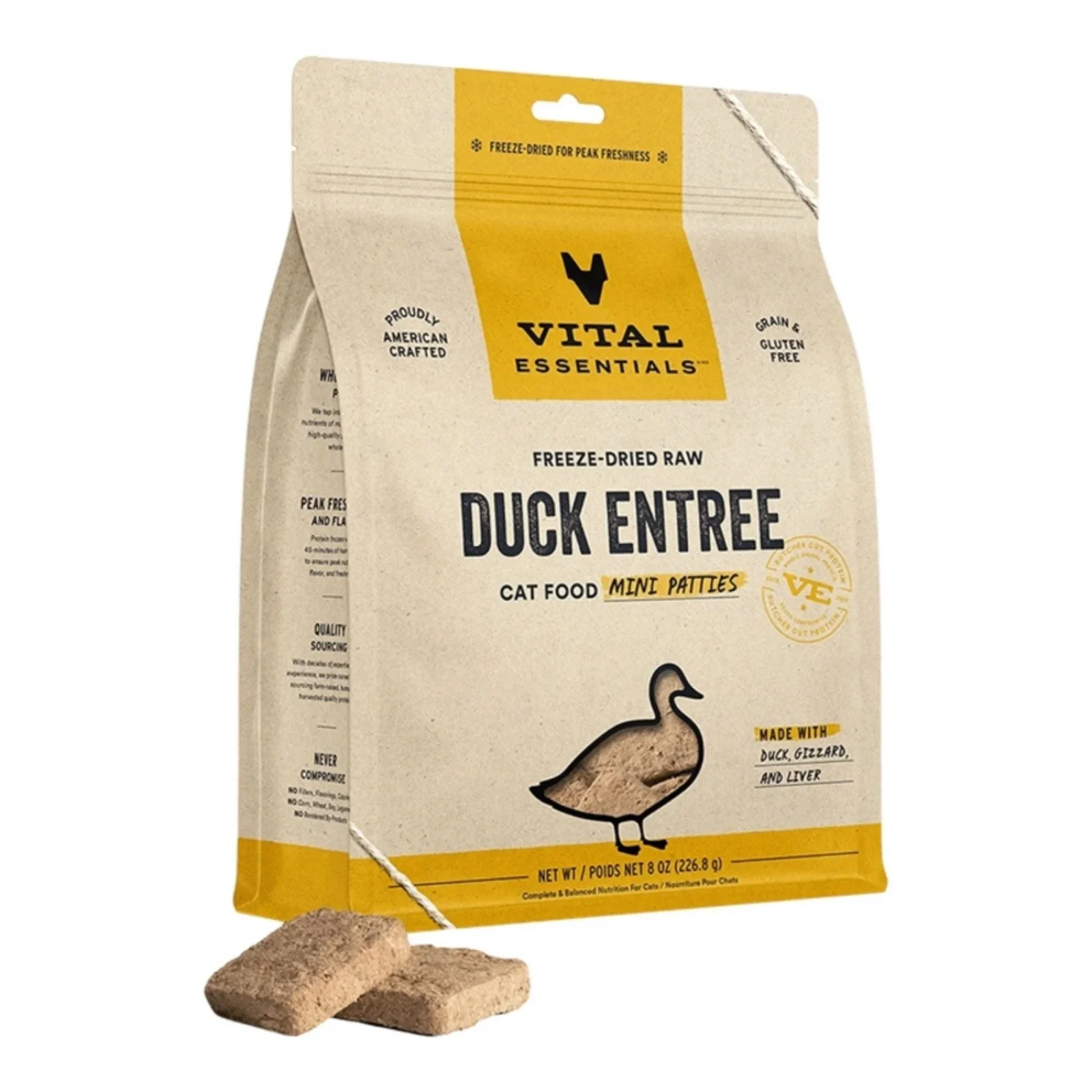 Vital Essentials Cat Freeze-Dried Mini Patties Duck, 8 oz