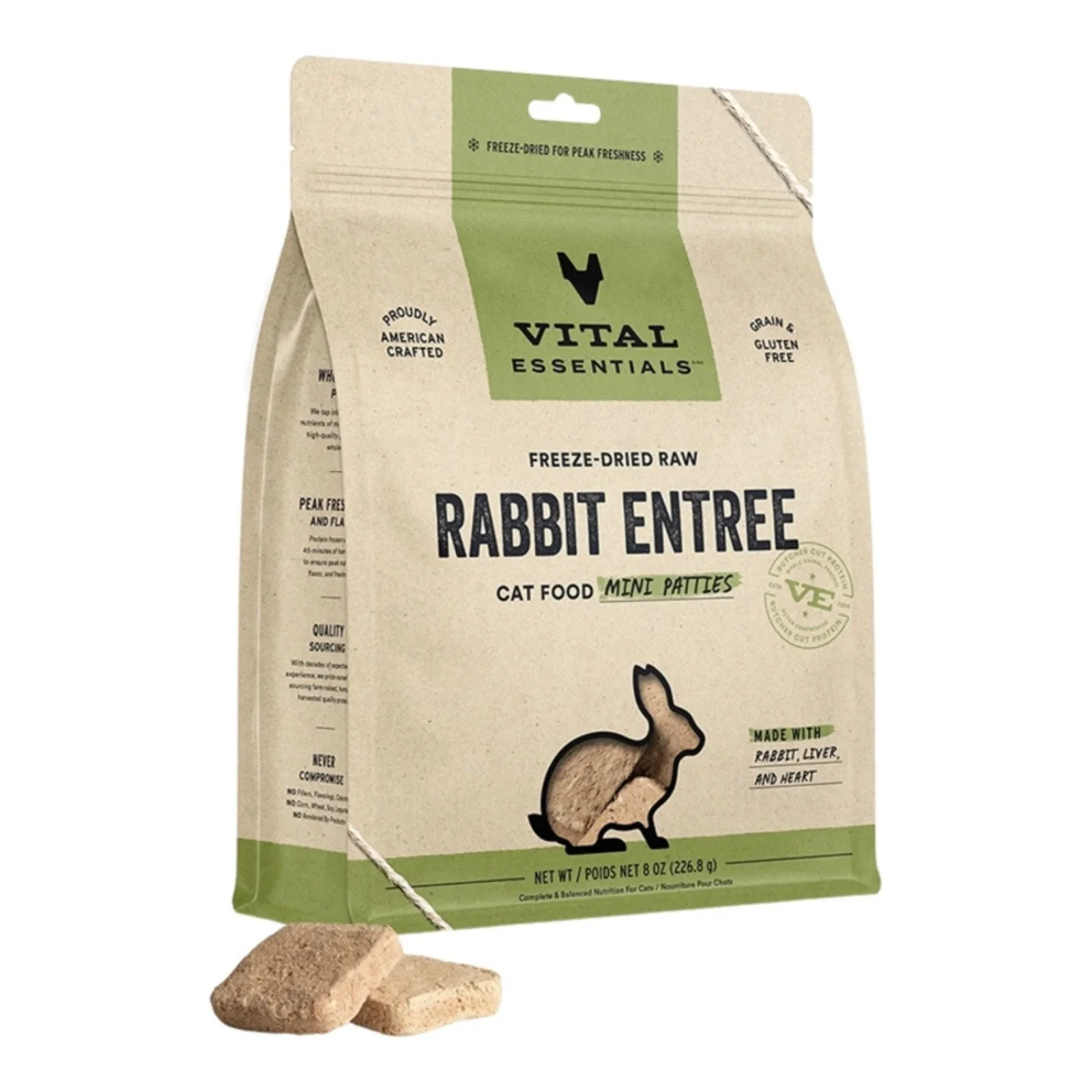 Vital Essentials Cat Freeze-Dried Mini Patties Rabbit, 8 oz