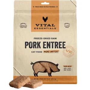 Vital Essentials Cat Freeze-Dried Mini Patties Raw Pork 15 oz