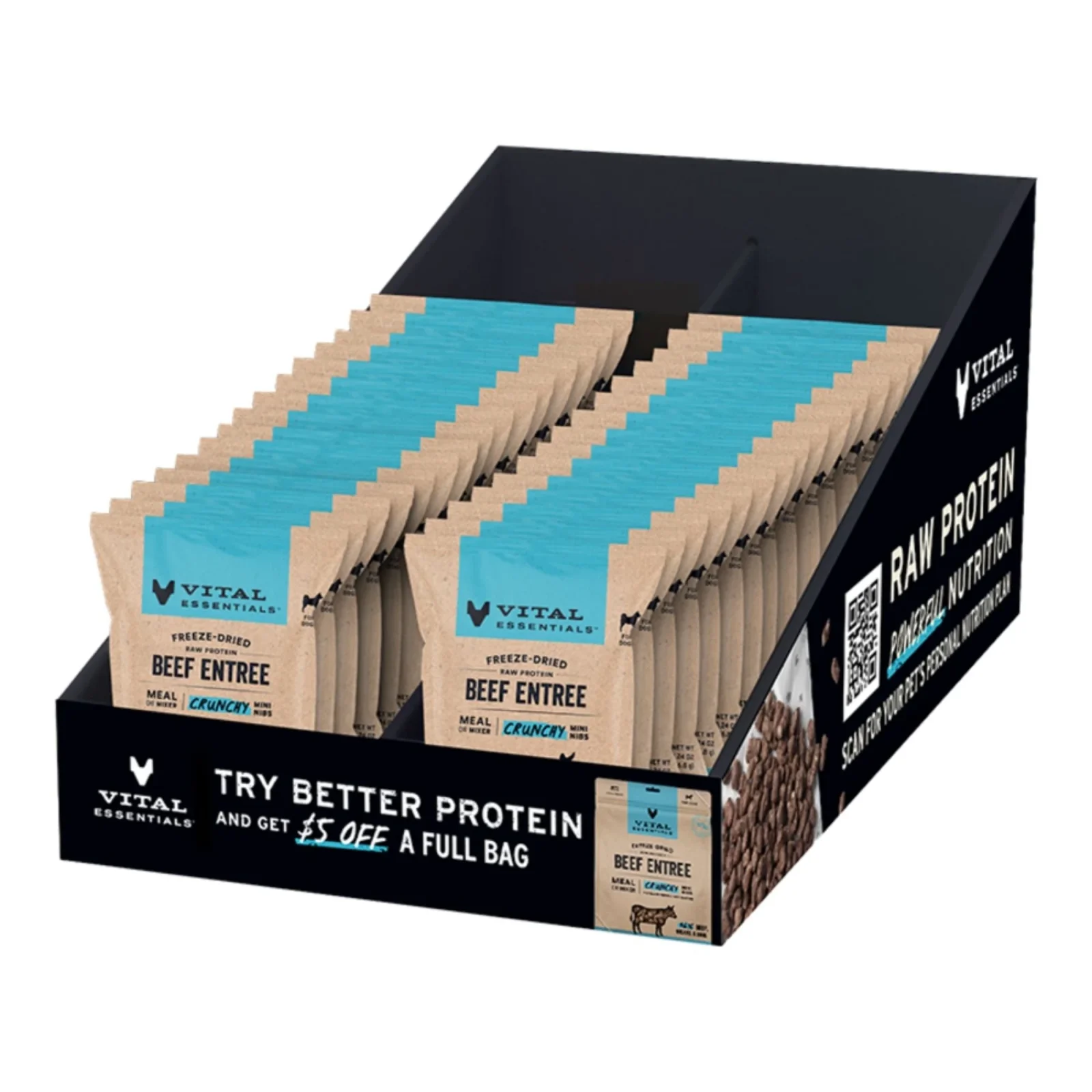 Vital Essentials Dog Freeze Dried Raw Crunchy Mini Nibs, Beef, Countertop 30-Piece Display - Image 2