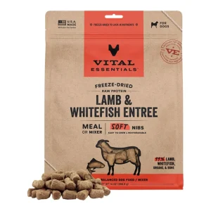 Vital Essentials Dog Freeze-Dried Raw Grain-Free Lamb & Whitefish Entree & Mixer Soft Nibs 14 oz