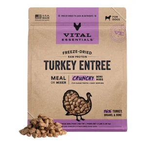 Vital Essentials Dog Freeze-Dried Raw Grain-Free Turkey Entree & Mixer Crunchy Mini Nibs, 3 lb