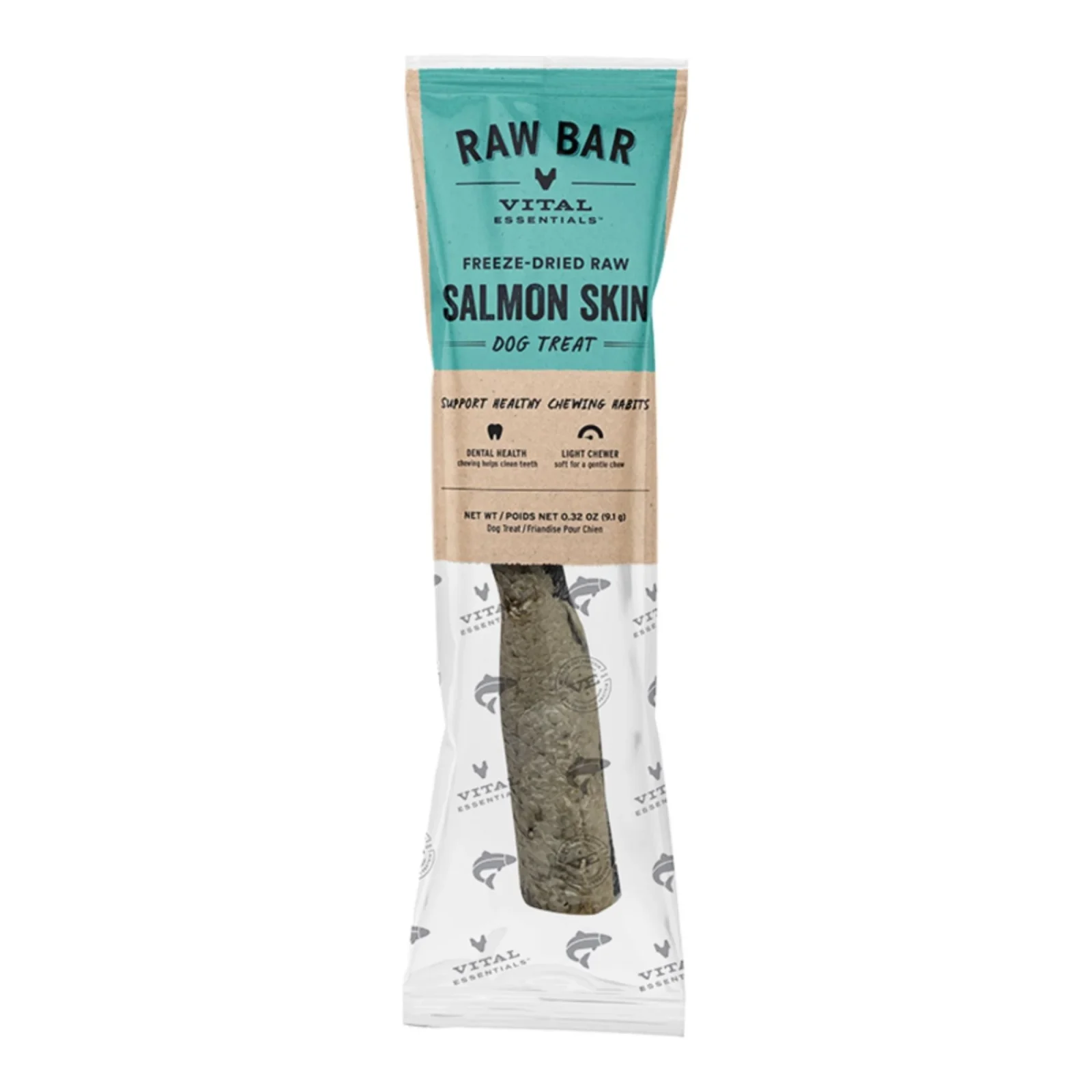 Vital Essentials Dog Raw Bar Freeze Dried Raw Salmon Skin Treat, 0.32 oz, Case of 38