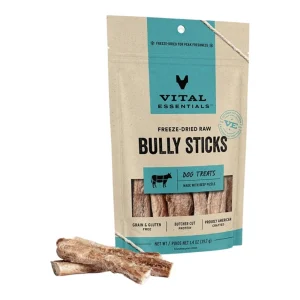 Vital Essentials Freeze Dried Bully Stick Dog Treats, 5-Piece