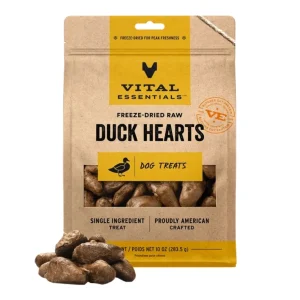 Vital Essentials Freeze Dried Duck Hearts Dog Treat, 10oz