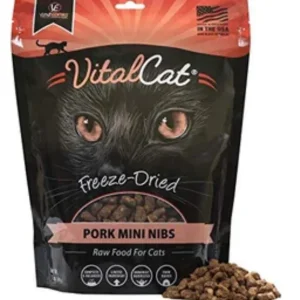 Vital Essentials Pork Mini Nibs Freeze-Dried Cat Food - 12 Oz