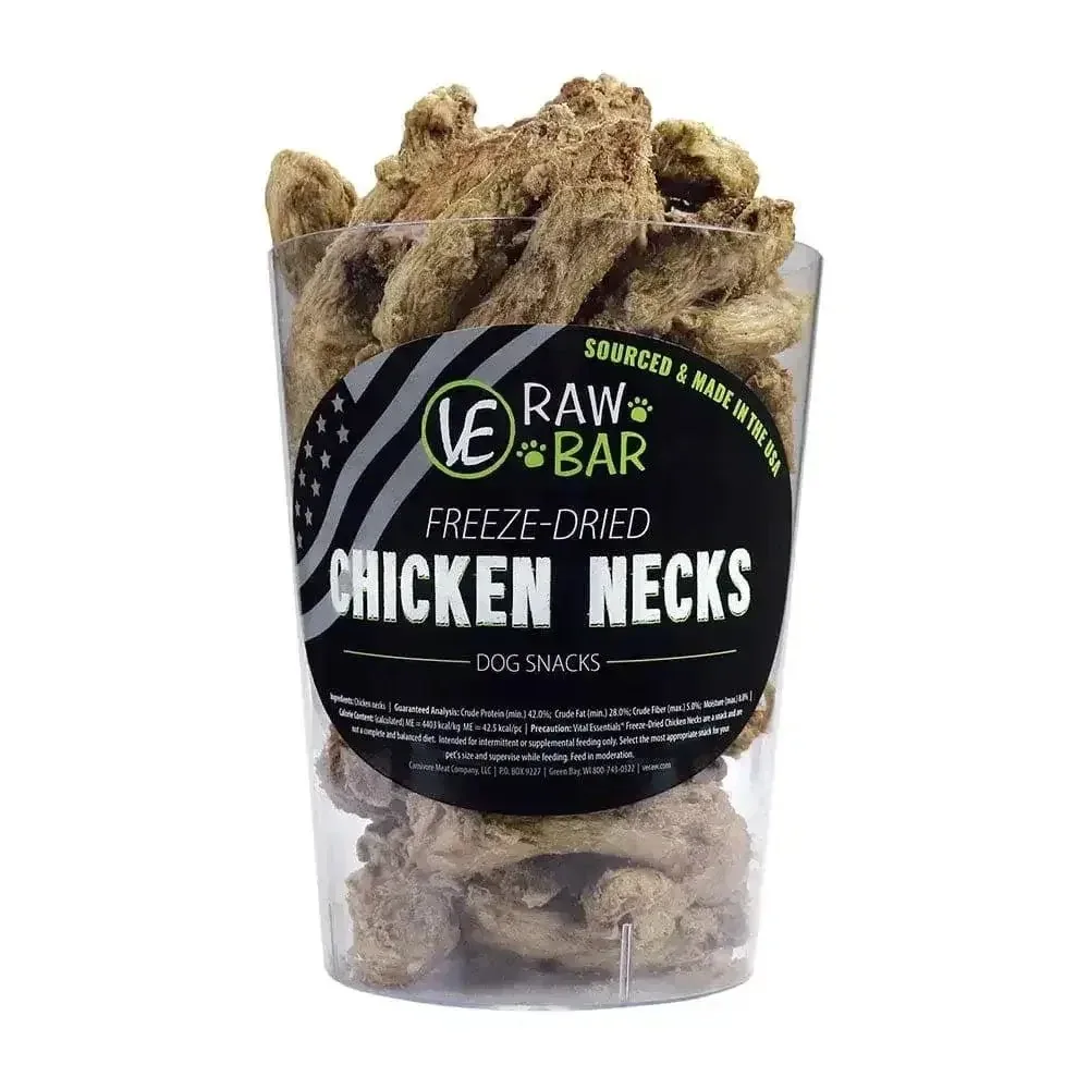 Vital Essentials® Raw Bar Freeze-Dried Chicken Necks Dog Treats 55 pcs