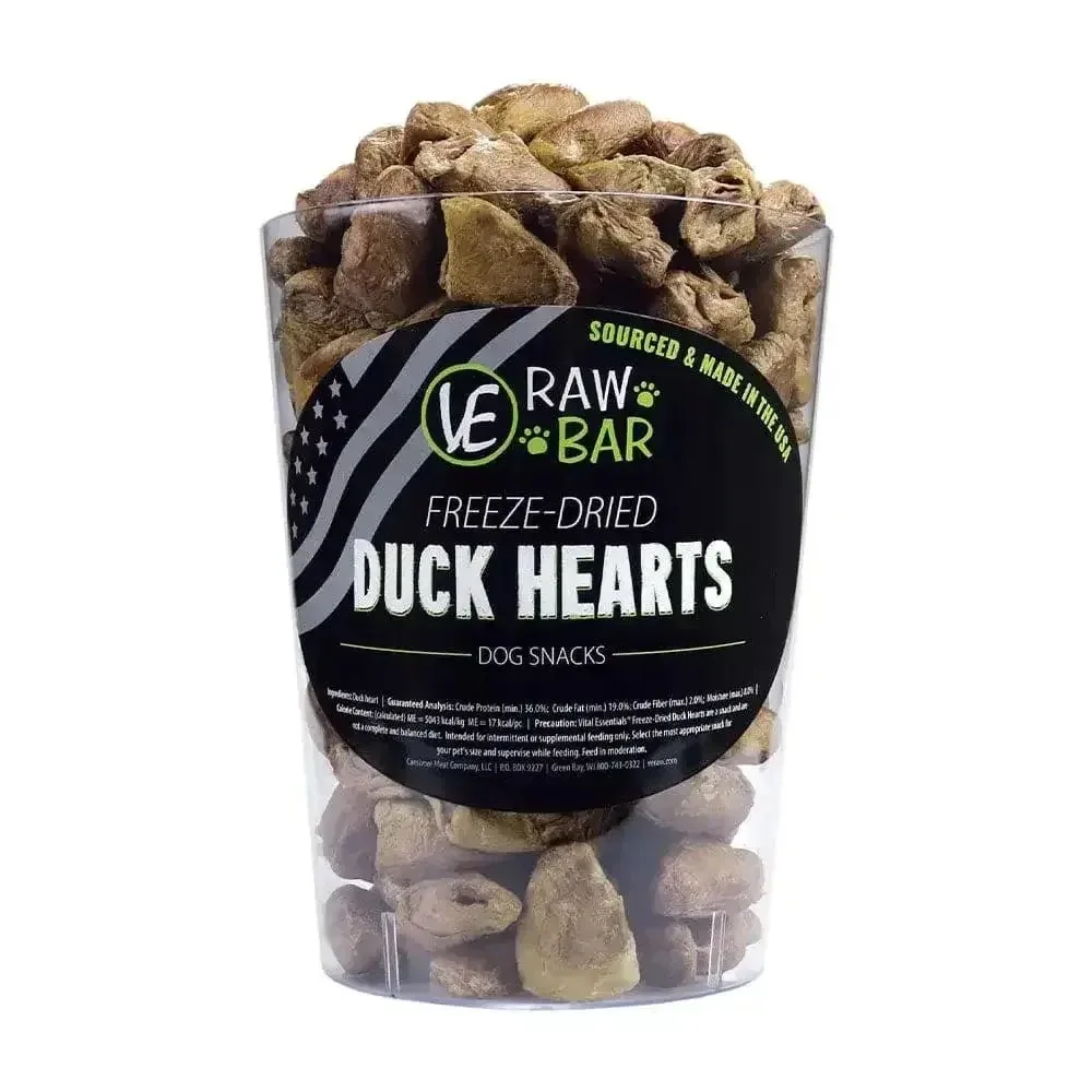 Vital Essentials® Raw Bar Freeze-Dried Duck Hearts Dog Treats 150 pcs
