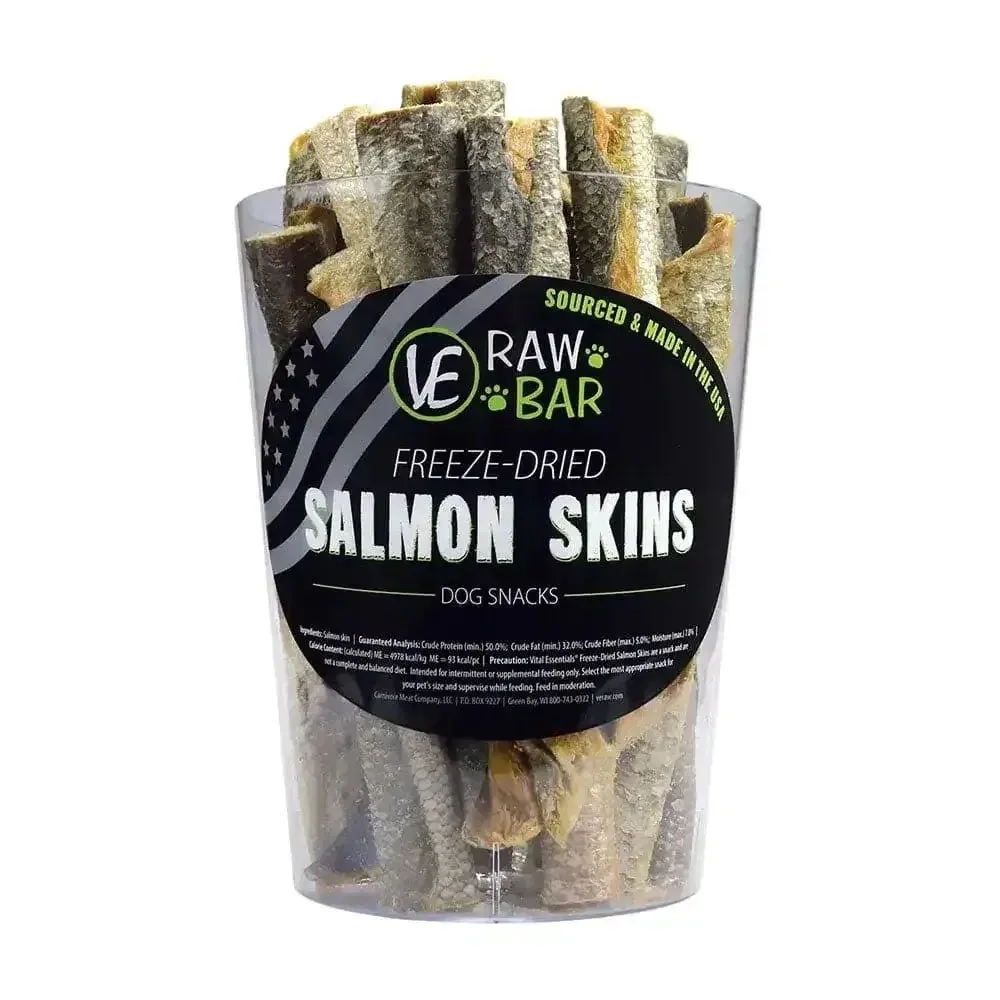 Vital Essentials® Raw Bar Freeze-Dried Salmon Skins Dog Treats 20 Piece/Bag