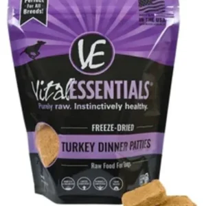 Vital Essentials Turkey Dinner Patties Freeze-Dried Dog Food - 14 Oz