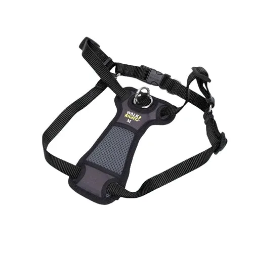 Walk Right Front-Connect Padded Dog Harness, Black, Medium, 20-30 in
