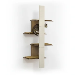 Wall-Mounted Cat Tree, 4-Layer Cat Wall Shelves Furniture with Scratching Board, Kitten Activity Center with