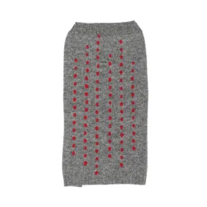 WARE OF THE DOG | Embroidered Stripe Sweater in Grey & Red
