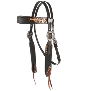 WD Tack Black Overlay Tooled Combo Browband Headstall
