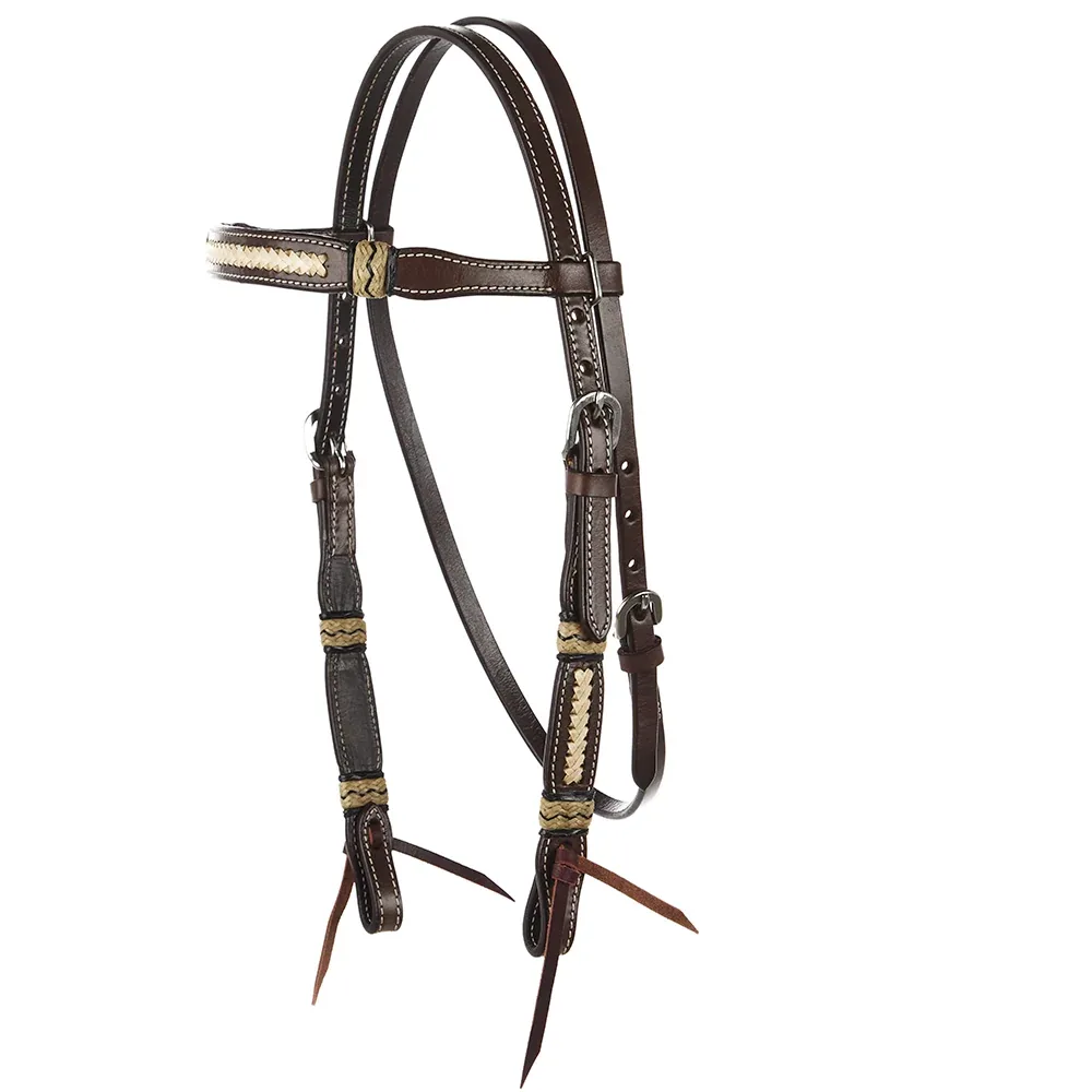 WD Tack Braided Rawhide Chocolate Browband Headstall