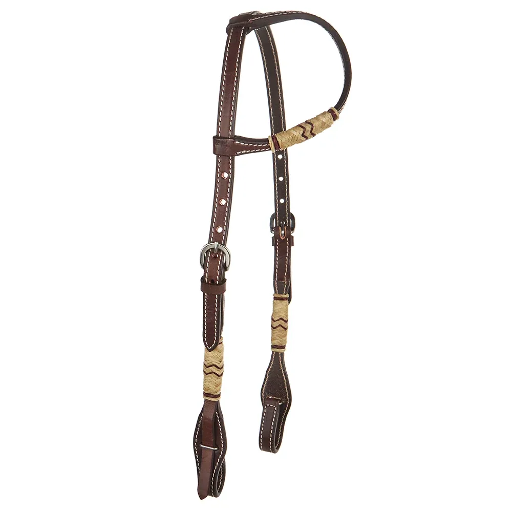 WD Tack Chocolate Natural Rawhide Quick Change Single Ear Headstall