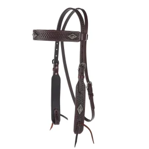 WD Tack Diamond Basket Stamp Heavy Oil Wide Browband Headstall